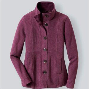 Prana Buttoned “Catrina” Jacket Sweatshirt XL Burgundy Plum Cozy Like New